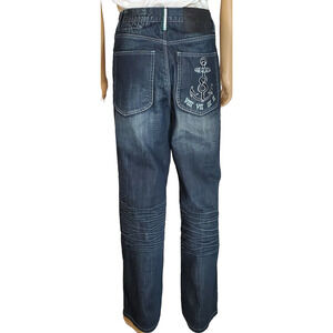 Eight 732 Jeans Mens 32x32 Embroidered Pockets Hip Hop black NWOT Anchor on Back